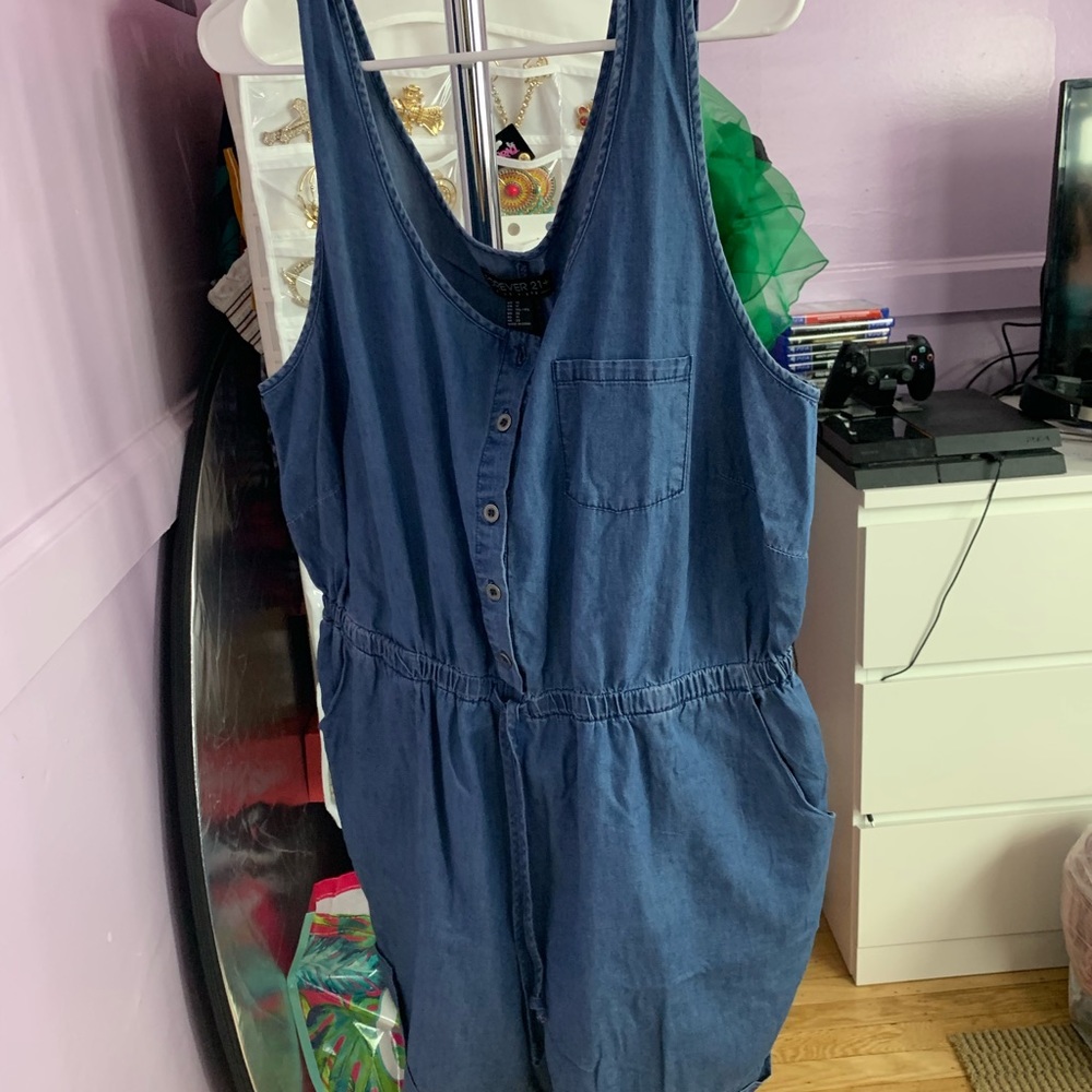 SLEEVES DENIM ROMPER BY FOREVER 21+ SZ 1X - BNWT
